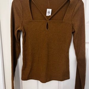 Old Navy Chestnut Ribbed Long Sleeve Top